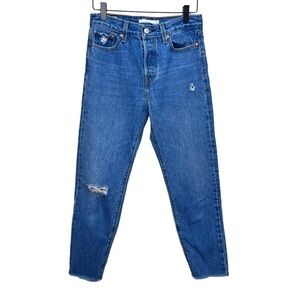 Levi's Wedgie Jeans Distressed Button Fly Raw Hem Size 26